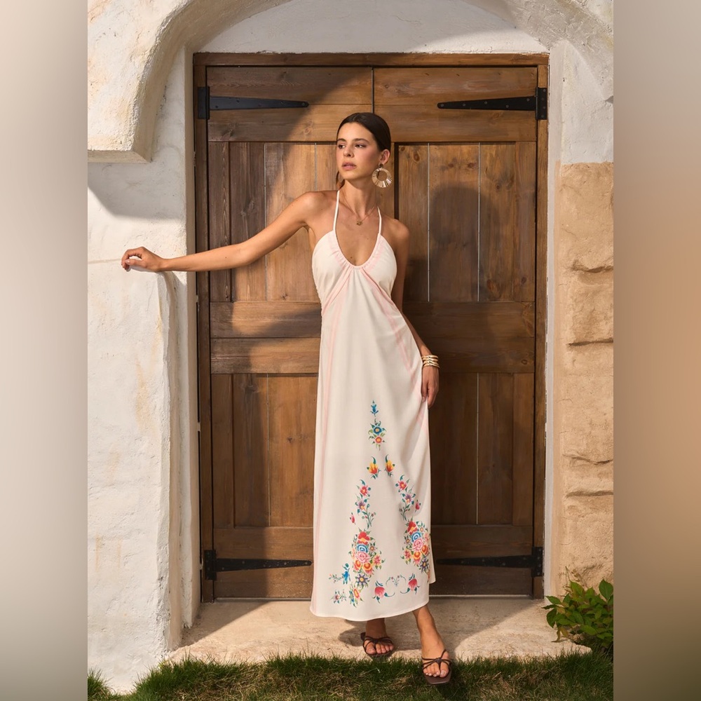 Floral Print Backless Halter Dress - Commense - Picture 3 of 6